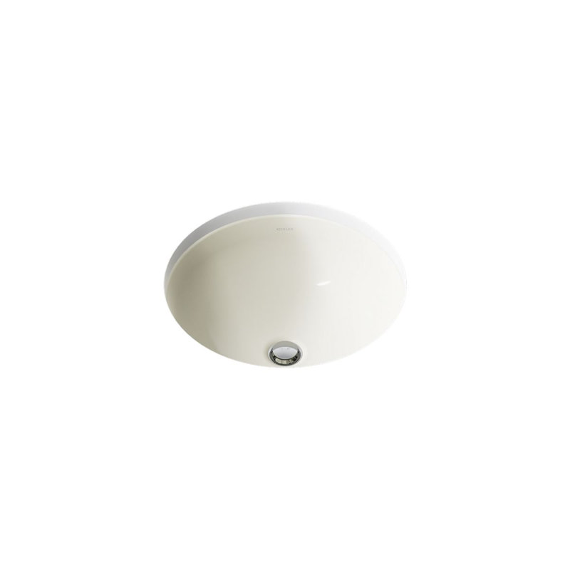 16-1/4 In. Round Undermount Bathroom Sink, No Overflow, Biscuit