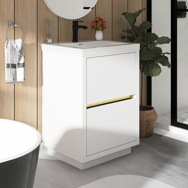 Meuble-lavabo autoportant 24 po avec lavabo 24 po, Blanc