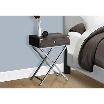 Table élégante avec finition taupe et pieds en métal