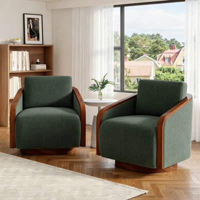 Fauteuil demi-tonneau pivotant avec coussins décoratifs Farmhouse