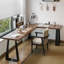 Bureau brun en bois massif en forme de L + fer-108839988-108839991