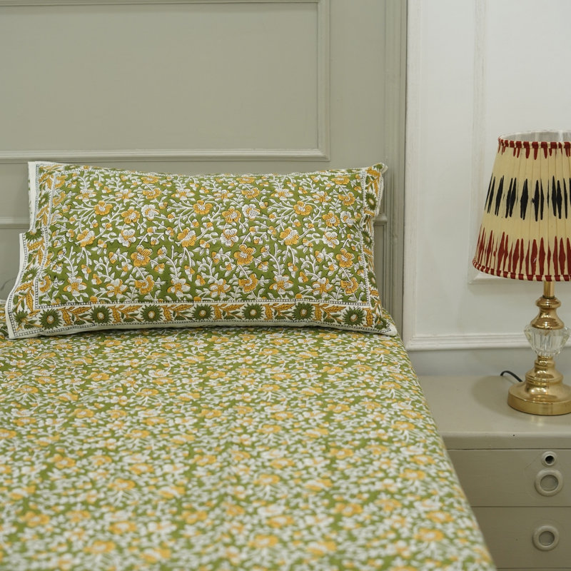 Fabdivine Pure Cotton Bedsheet Set – Handmade Bedsheet with Matching Pillow Covers – Premium Bedding, Saundrya,