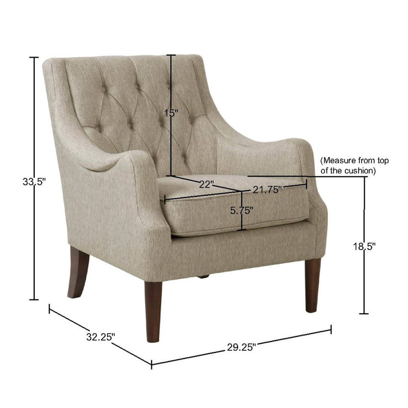 Fauteuil d'appoint Qwen à boutons capitonnés, beige, Beige