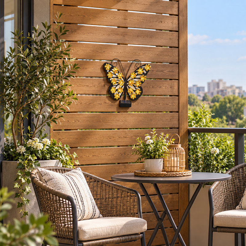 Lampe solaire décorative murale papillon, suspension extérieure en métal de 25 cm (9,8 pouces) pour jardin, terrasse, clôture ou cour.