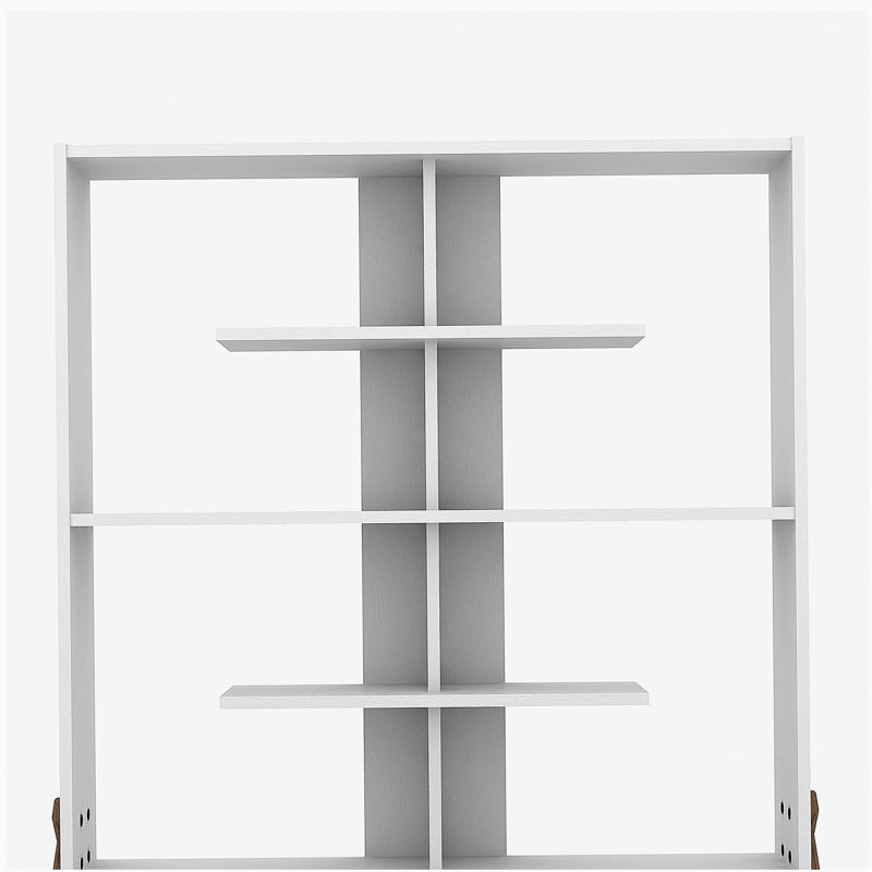 Étagère à cadre en bois Kipp - bibliothèque de style industriel à 6 couches, noyer / blanc, convenant au bureau et au salon