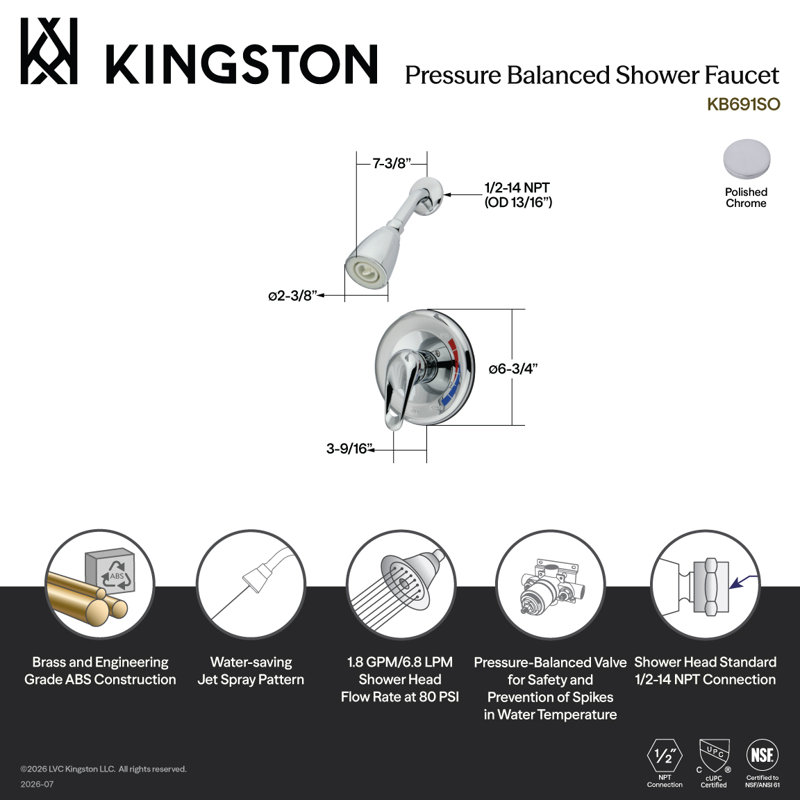 Kingston Brass Single-Handle Pressure Balanced Shower Faucet