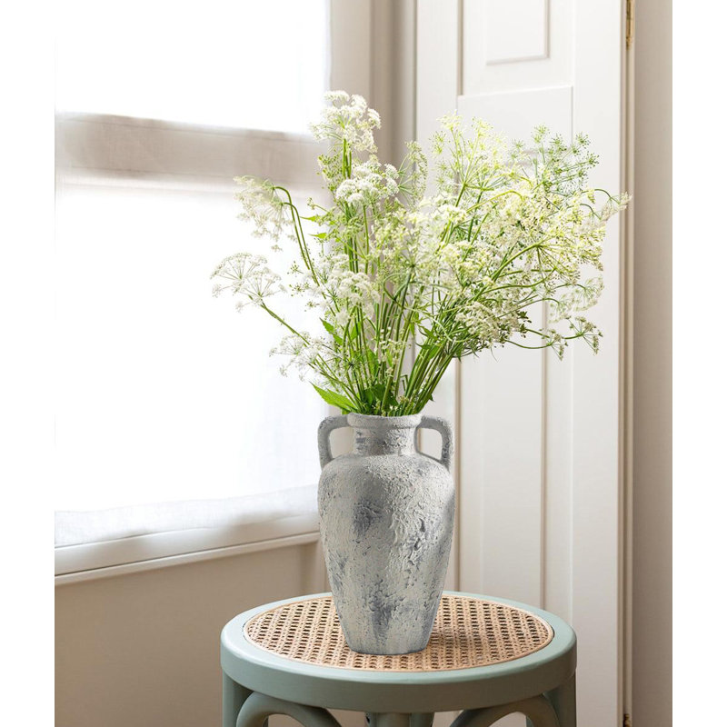 Vase à fleurs en céramique avec 2 poignées, grand vase et grand vase, Gris