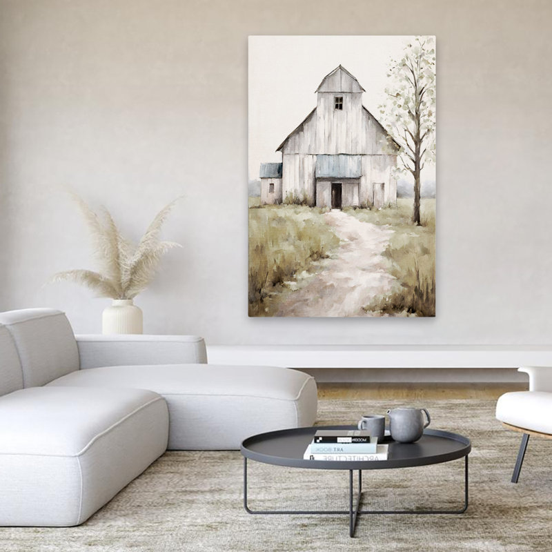 Grange blanche - art de campagne rustique blanc minimaliste, H 60 po x l 40 po