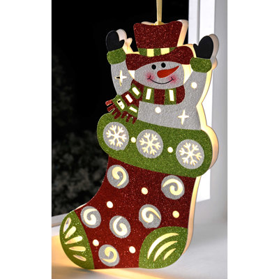 44cm Wood Lighted Hanging Figurine Ornament