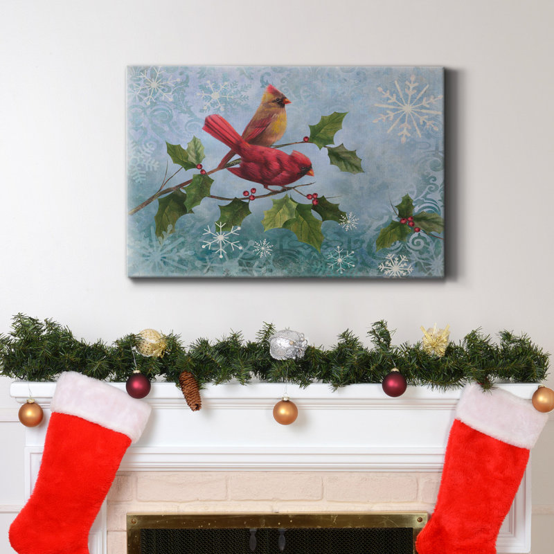 Winter Cardinal Duet I, toile tendue avec châssis de qualité supérieure - prête à être accrochée, H 36 po x l 24 po x P 1 po