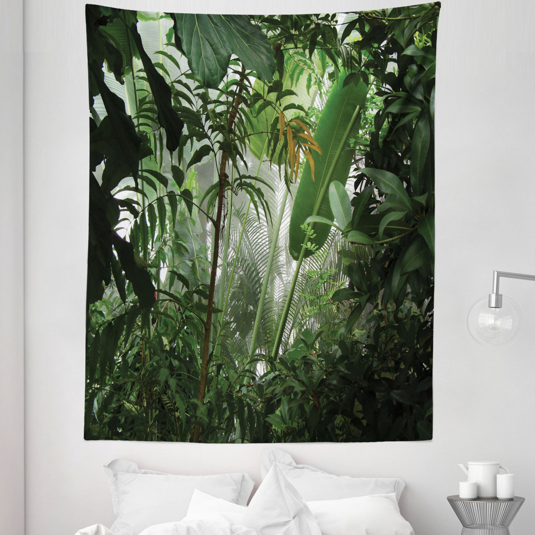 Tropical Rainforest Preservation Humidity Palm Tree Wild Environment Misty Nature Tapestry