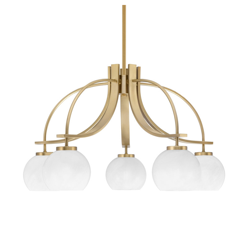 Lustre encastré Cavella, H 15,5 po x l 26,75 po x P 26,75 po, Laiton New Age, 5