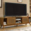 Meuble télé 67,9 po pour téléviseur de 75 po ou moins, meuble multimédia de style Mid-Century, pieds en bois massif, meubles en noyer, téléviseur de 75 po et meuble audio-vidéo avec rangement