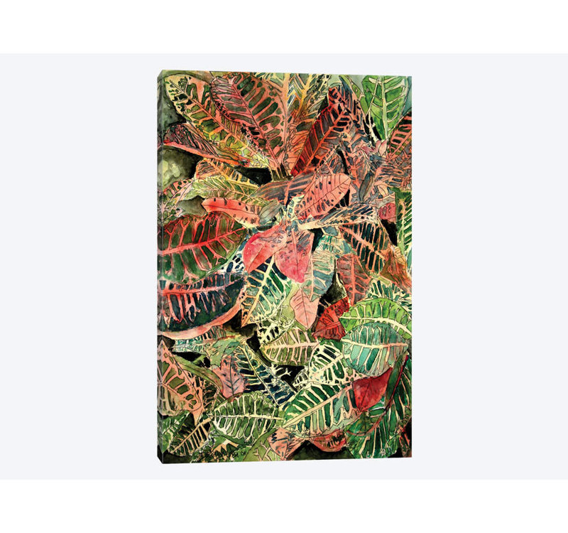 « croton botanique », impression sur toile, H 12 po x l 8 po x P 0,75 po, Pas de tapis, Toile tendue