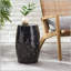Table d'appoint lilas 12 po - Design industriel cylindrique, noir-129458313