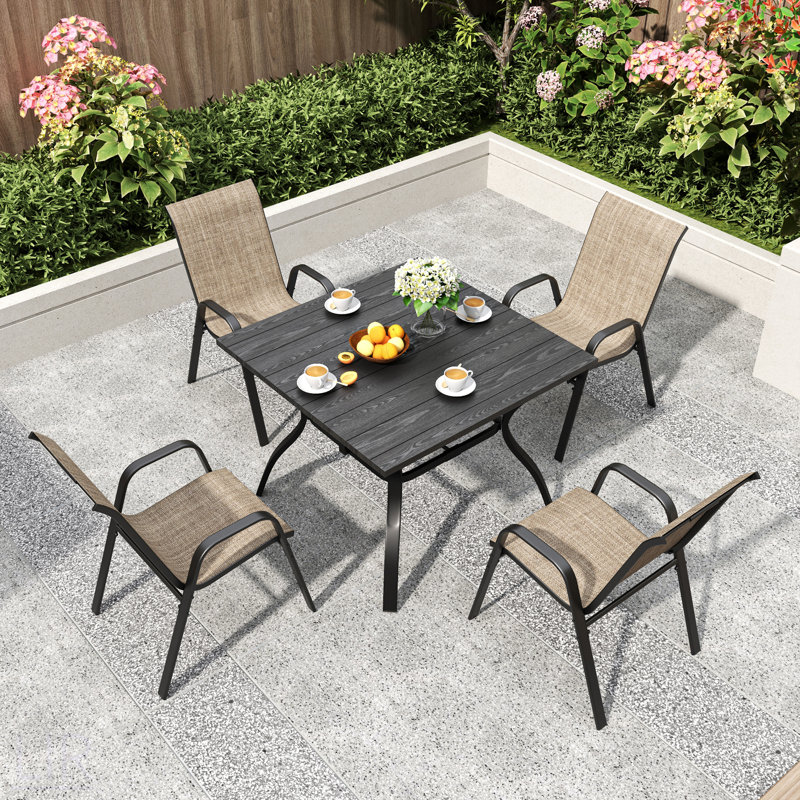 Outdoor Teslin Fabric Chairs, Wide Seat, 350 Lbs Weight Capacity, Waterproof & Rust-Resistant Metal Frame, Ergonomic Lumbar Support, Suitable For Patio, Restaurant, Banquet Hall & Commercial Use, Chair