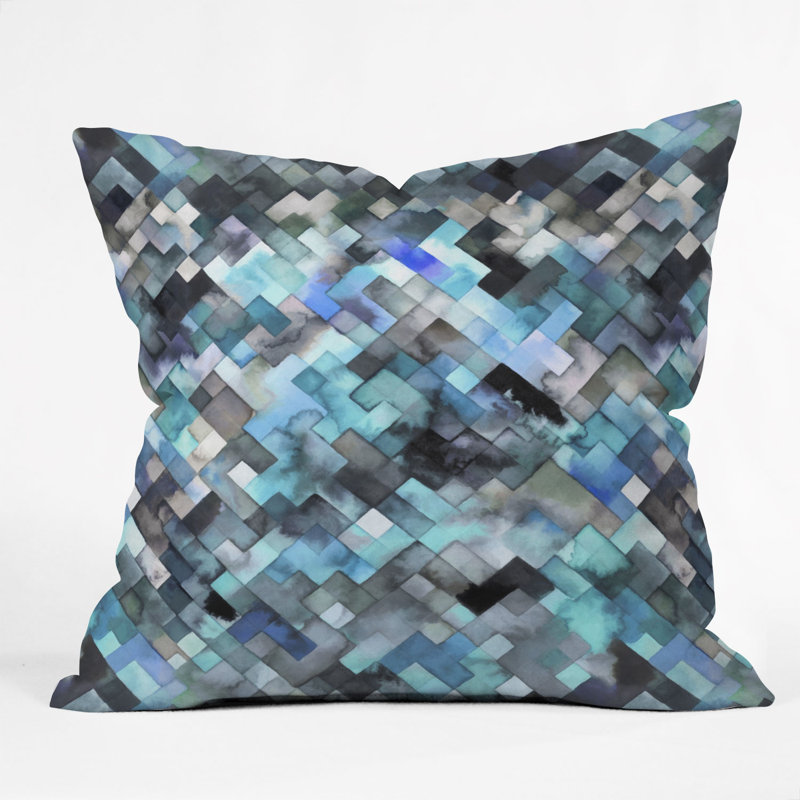 Ninola Design Moody Geometry Throw Pillow, 16" x 16", Blue