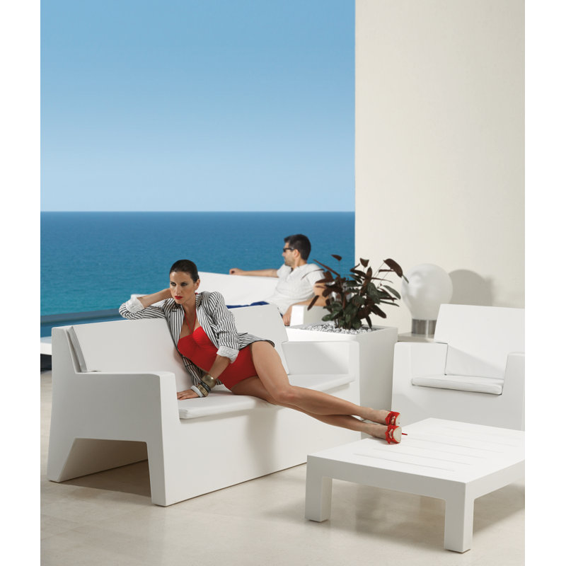 Jut 36" Wide Outdoor Patio Sofa, Taupe