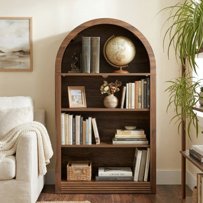 Small Black Bookcase Arched Bookshelf