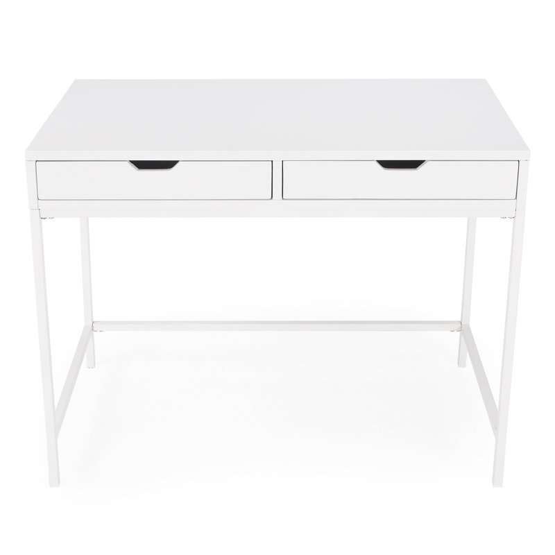 Belka Modern White Mahogany Writing Desk with Smooth Drawers