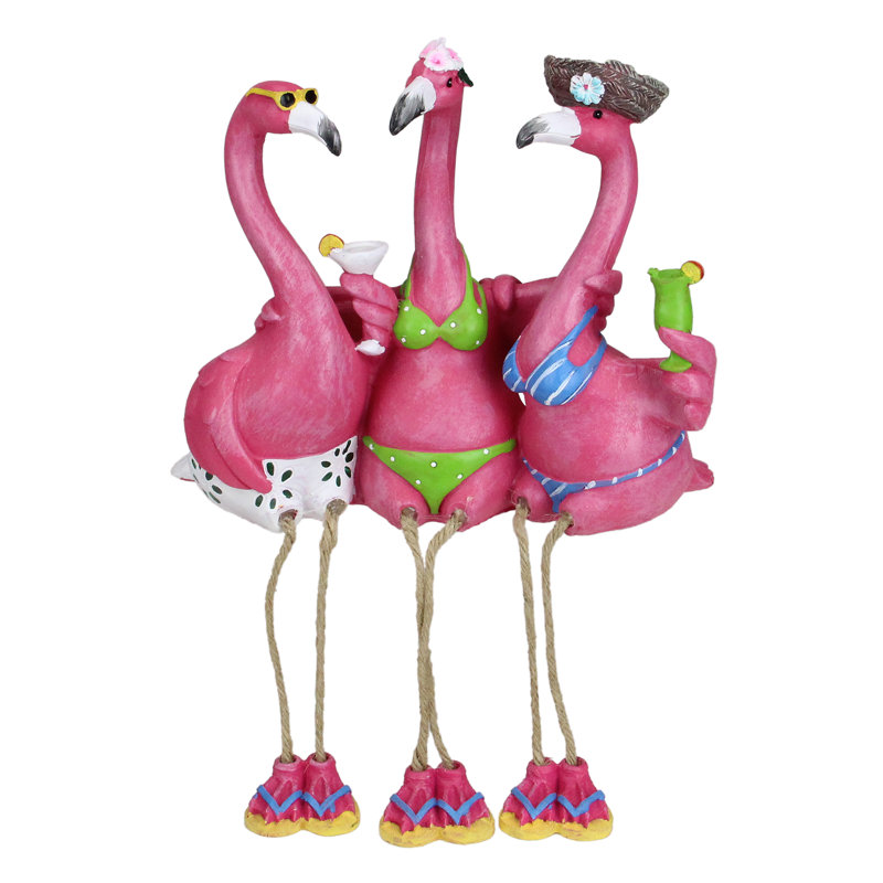 Statue de jardin d'extérieur 9 "Three Amigos Beach Flamants