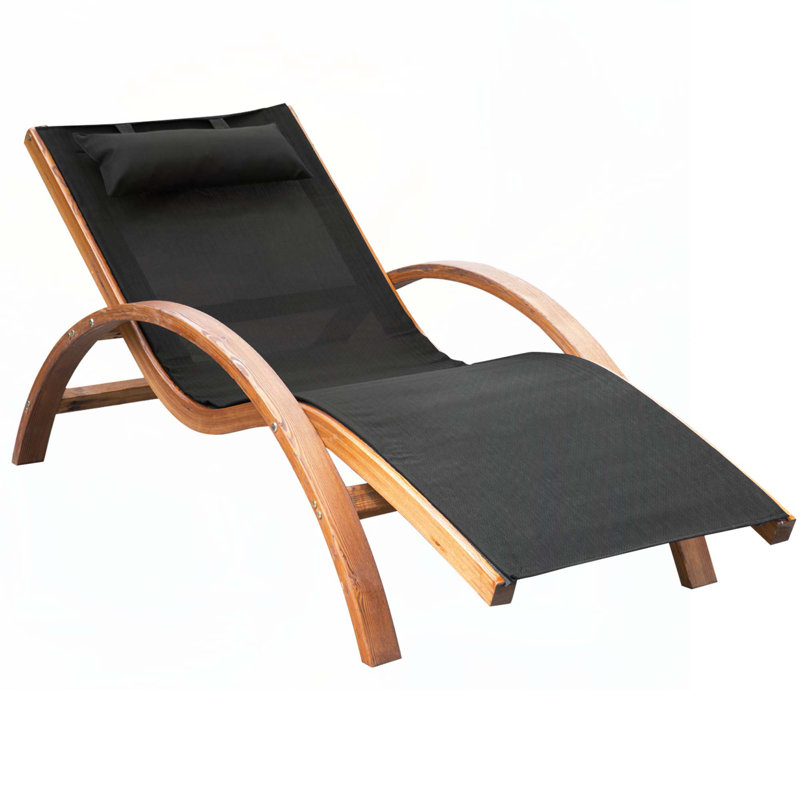 Chaise longue d'extérieur en bois avec coussin,