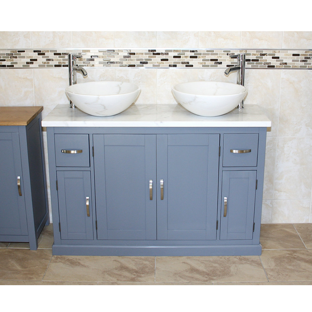 Maui 1230mm Double Bathroom Vanity with Vessel Stone Basin