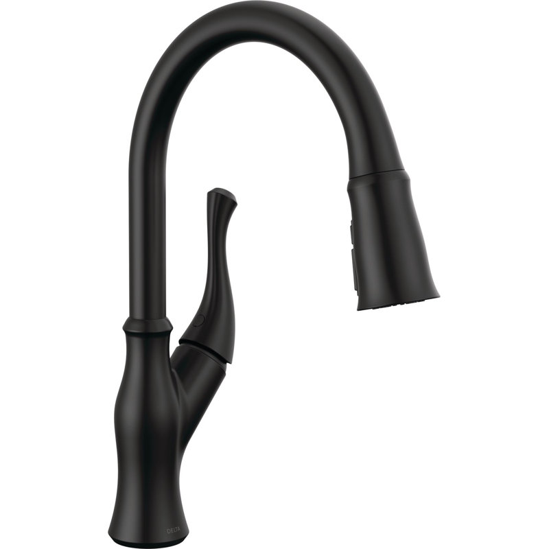 Ophelia Pull Down Single Handle Kitchen Faucet, Matte Black