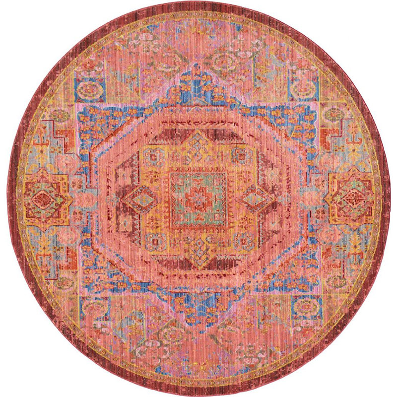 Donminique Geometric Indoor Rug, Round 6'