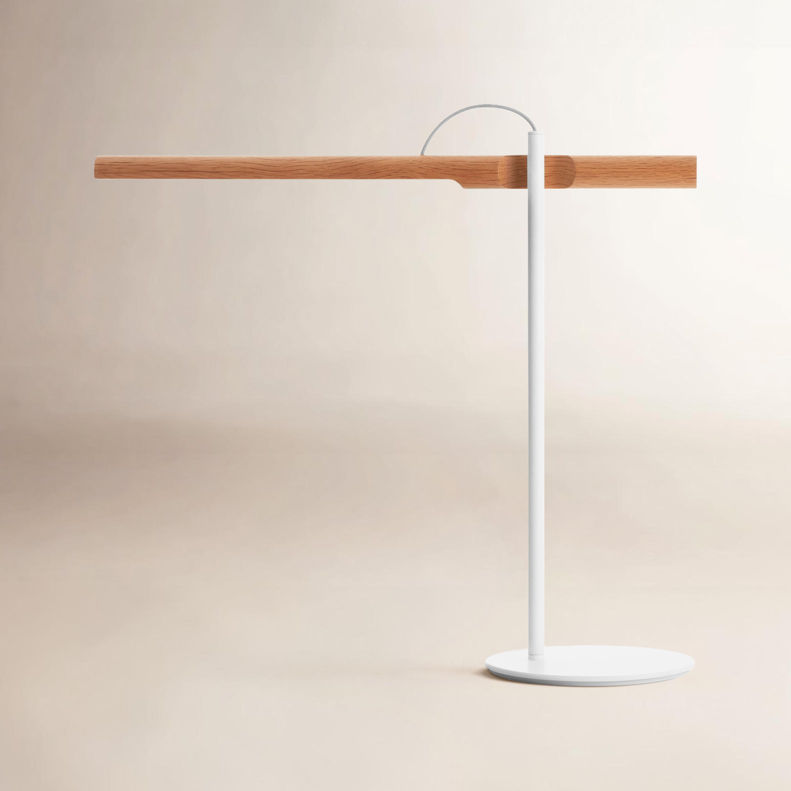 Type A Metal Desk Lamp, White Oak, White