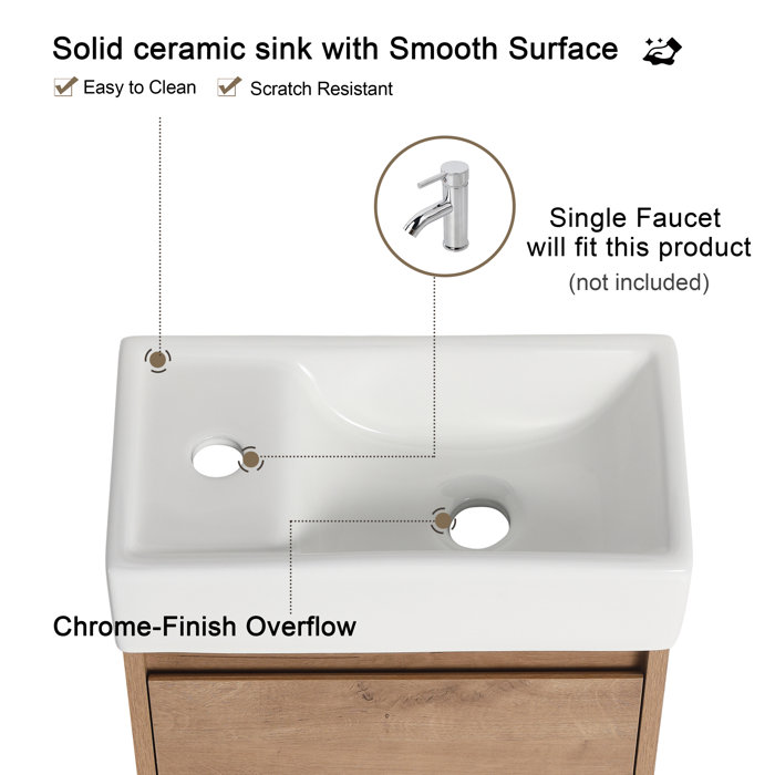 Ebern Designs Matiss 16''Single Sink Freestanding Bathroom Vanity, With ...