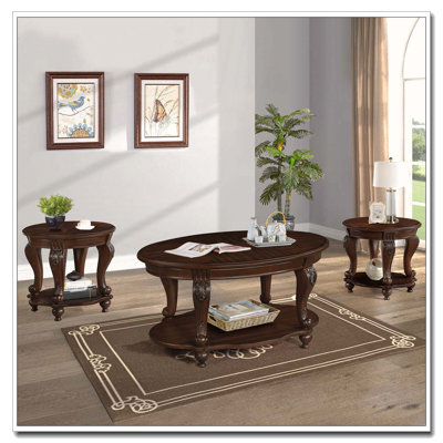 3 Pieces Wood Living Room Table Set