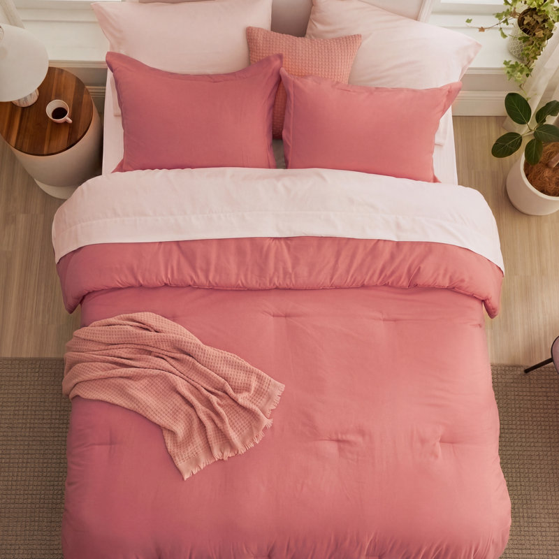 Bedsure Queen Comforter Set - 7 Pieces Pink Queen Bedding Set for All Seasons, Boho Contrasting Design Bed in a Bag with Comforter, Sheets, Pillowcases & Shams