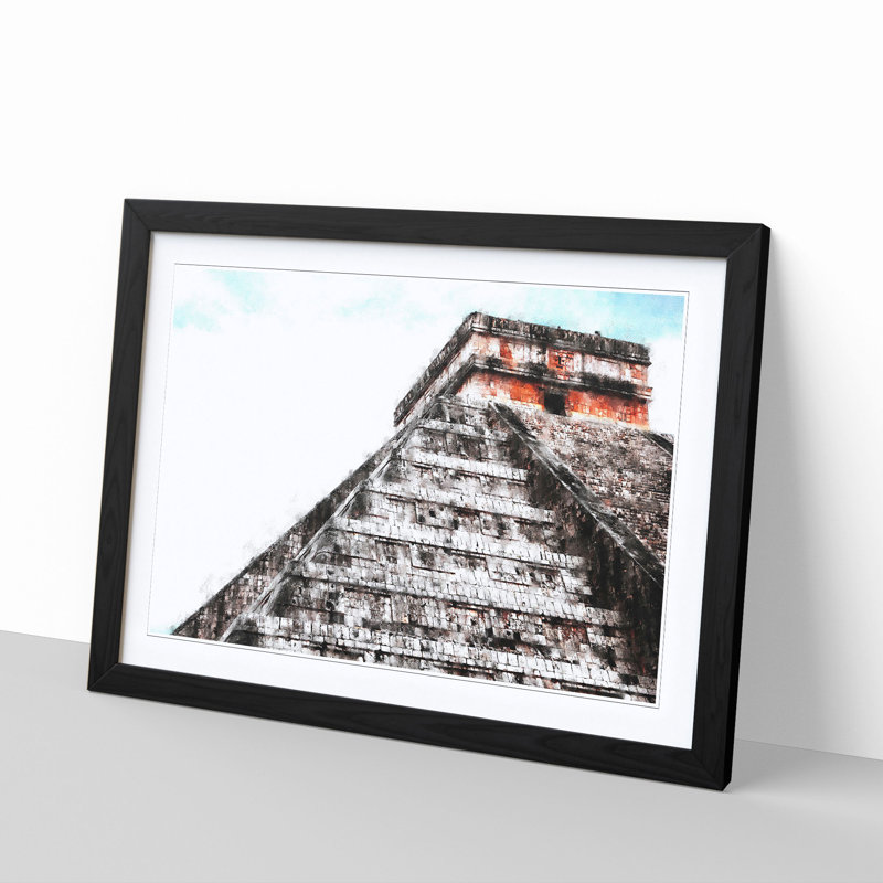 'Mayan Pyramids of Chichen Itza' - Picture Frame Graphic Art Print, Black Framed, 45cm H x 63cm W x 2cm D