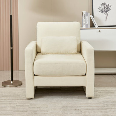Fauteuil rembourré en chenille moderne - siège en bois massif à assise épaisse rembourrée convenant à plusieurs styles Étapes d'assemblage simples Structure de fauteuil rembourrée pour le salon, la chambre à coucher, le bureau épais et 4 couleurs