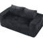Canapé deux places en velours côtelé noir de 161 cm (63,4 po), livré en boîte, assise profonde et moelleuse avec mousse à mémoire de forme, canapé lounge confortable, aucun assemblage requis