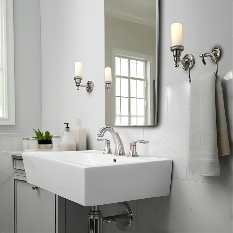 Widespread 2-handle Bathroom Faucet with Drain Assembly, Brushed Nickel