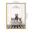 «Three Bears in Grey Bathaign on Checker Floor» par Amy Peterson, reproduction d'art sur toile encadrée