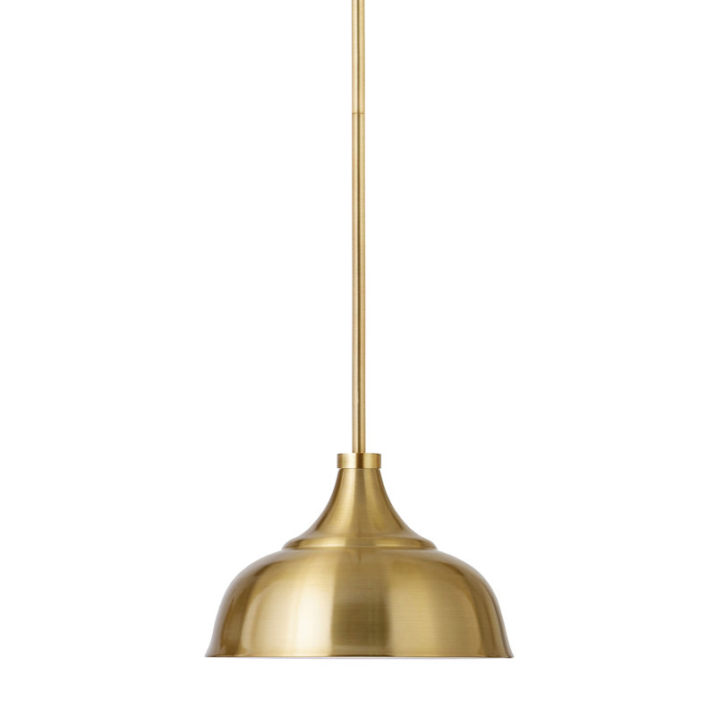Mackenzie 10.75" Wide Pendant with Metal Shade in Brass/Brass, Brass
