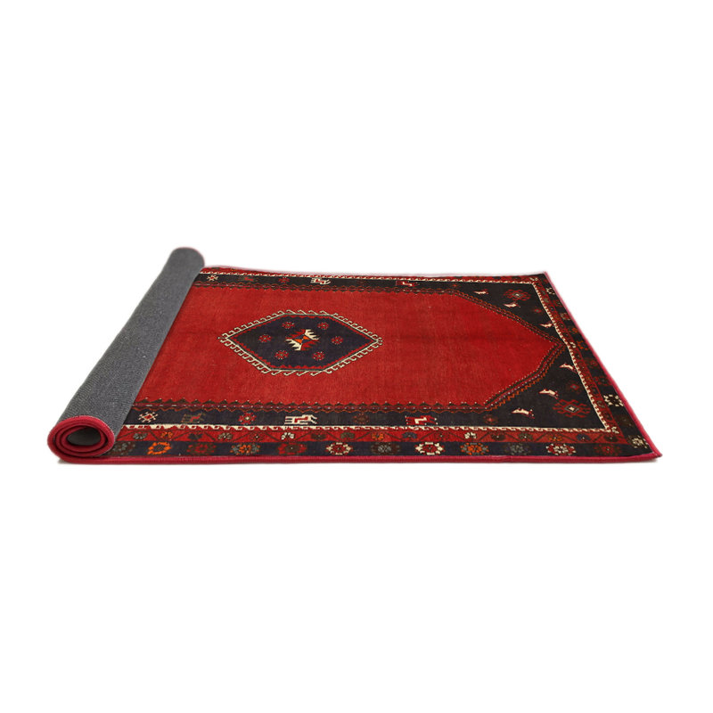 Tapis traditionnel rouge / noir Metcalfe, Rectangle 5 pi x 7 pi