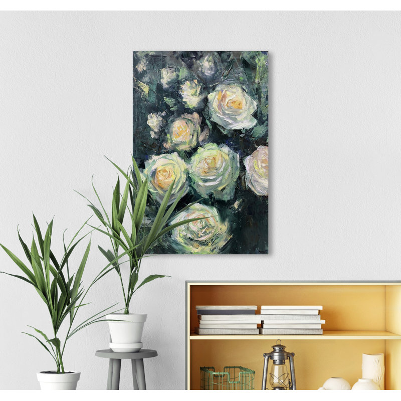 Green Roses 1 Piece Wrapped Canvas Painting, 38cm H x 25cm W x 3.81cm D