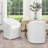  25" Wide Modern No Assembly Linen Barrel Back Upholstered Dining Armchair with Interchangeable Casters & Fixed Feet (Set of 2)-1198697945