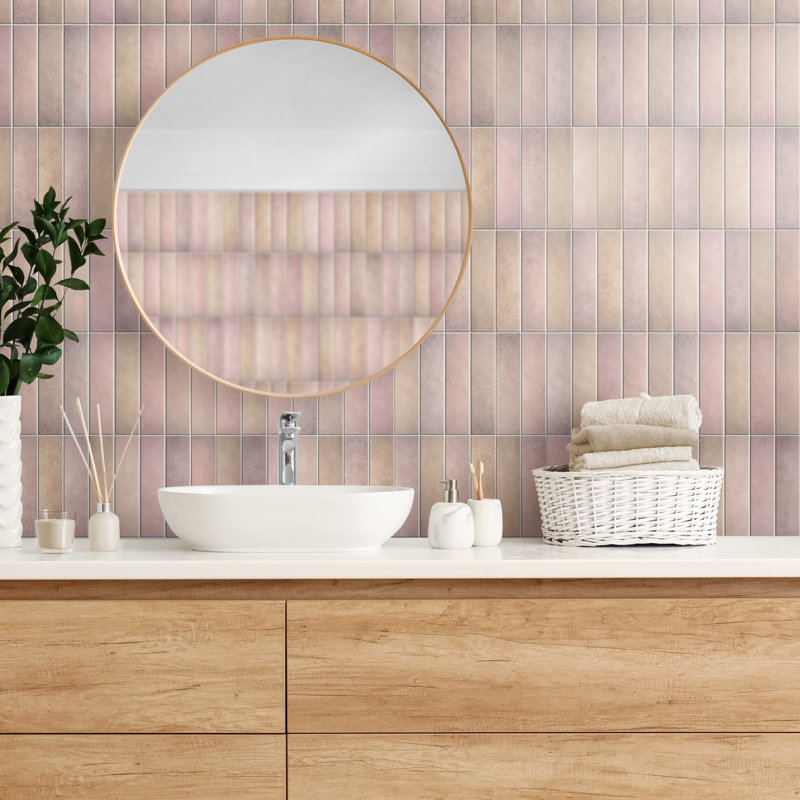 Heritage 2" x 10" Porcelain Stone Look Wall & Floor Tile, Pink
