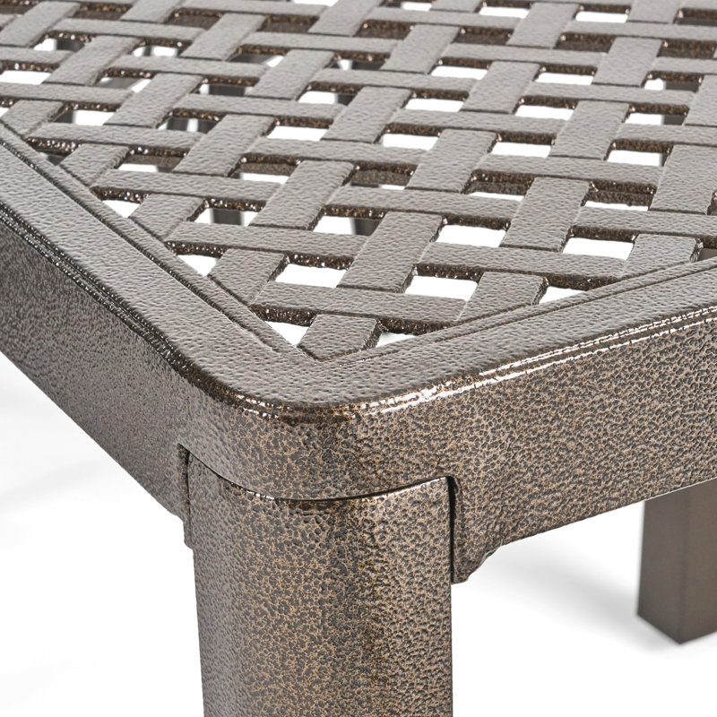 Table de salle à manger d'extérieur moderne en aluminium avec accents tissés