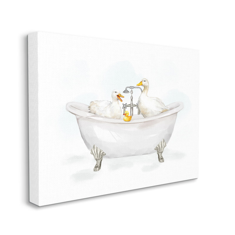 «Trinx Ducks In Bathaign», art mural sur toile par Ziwei Li, H 36 po x l 48 po x P 1,5 po