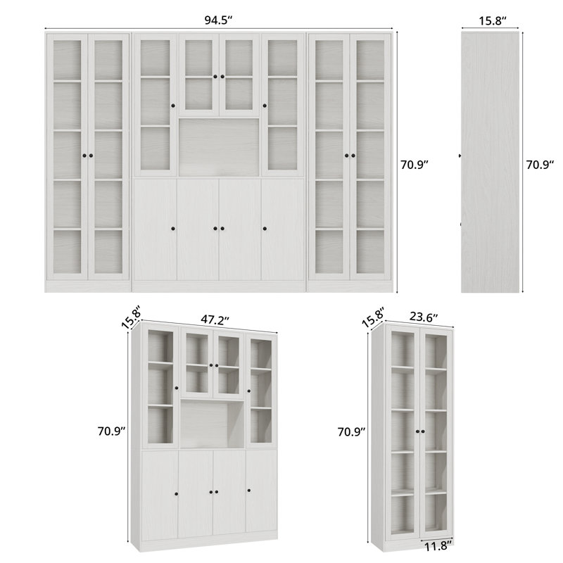 Latitude Run® 71'' Kitchen Pantry With Bookcases, Larger Kitchen Hutch ...