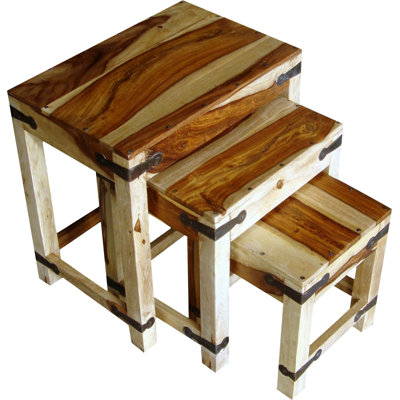 Daphne Solid Wood Trestle Nesting Tables