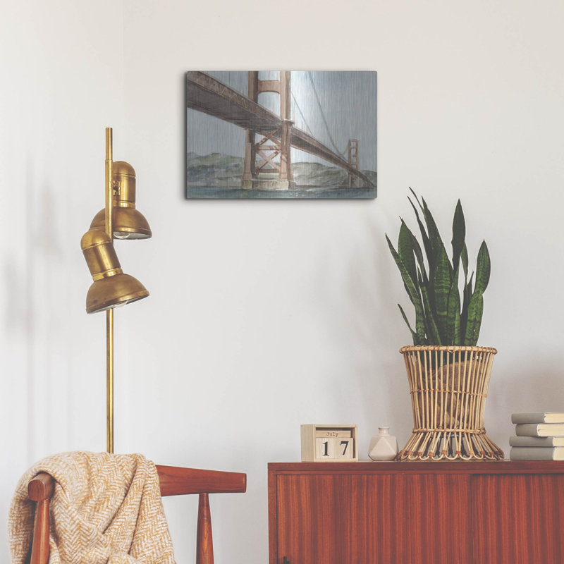 «Iconic Watercolor Bridge 3» par Ethan Harper, art mural en métal, H 16 po x l 24 po