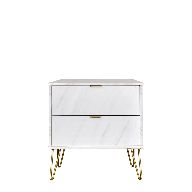 Fully Assembled Bellatrix 2 Drawer Bedside Table