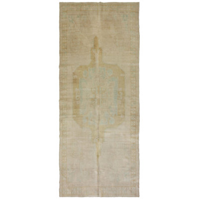 Vintage Turkish Village Rugs One-of-a-Kind Runner 5'8" x 13'1" 1970s Runner Cotton and Wool Area Rug in Yellow